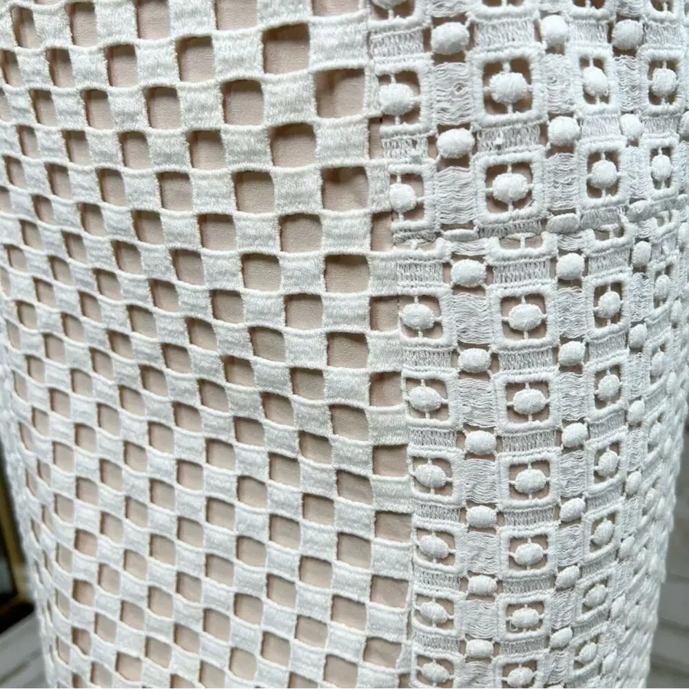 Tibi Sonoran Sleeveless Eyelet Shift Dress Size 0 Ivory Overlay Neutral Cotton - Picture 8 of 15